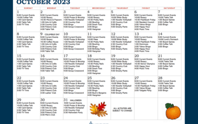 October Activity Calendar