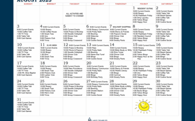 August Activity Calendar