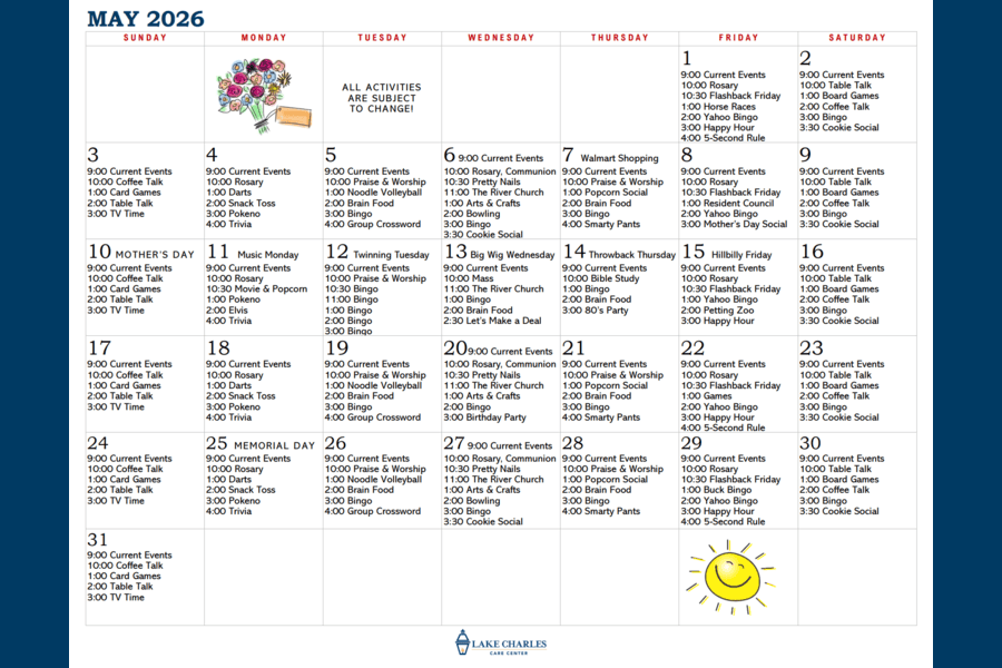 May Activity Calendar