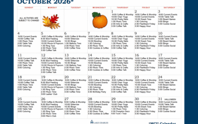 October MCU Activity Calendar